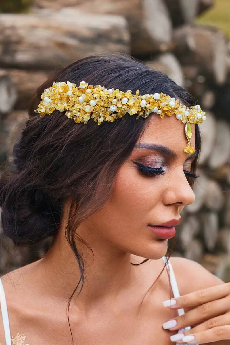 2025 Gold Rhinestone Wedding Headband  Crystal Women Bridal Accessories