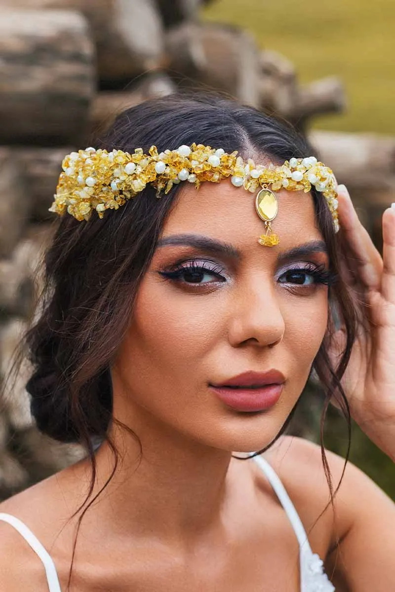 2025 Gold Rhinestone Wedding Headband  Crystal Women Bridal Accessories