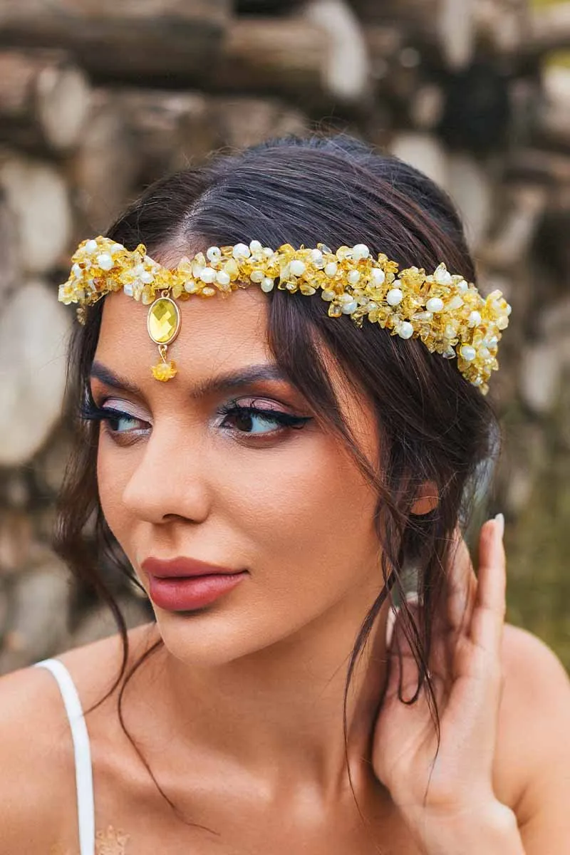2025 Gold Rhinestone Wedding Headband  Crystal Women Bridal Accessories