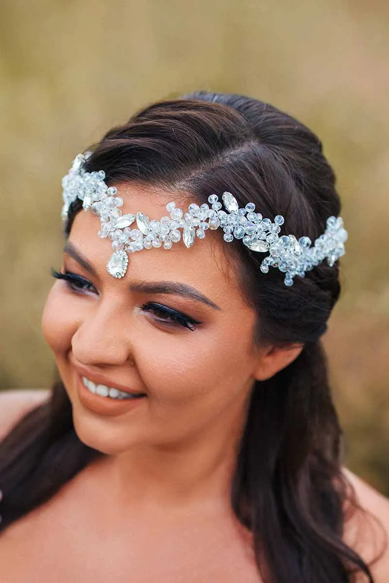2025 Silver Crystal Rhinestone headband Bling Bridal Wide Tiara Crown Wedding Hair Accessories