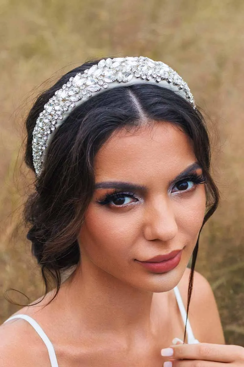 2025 Silver Rhinestones headbands jewelled Wide butterfly Bridal Hair Accessories