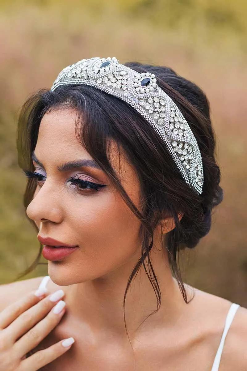 2025 Silver Rhinestones headbands Wide Hair Band Wedding Accessories