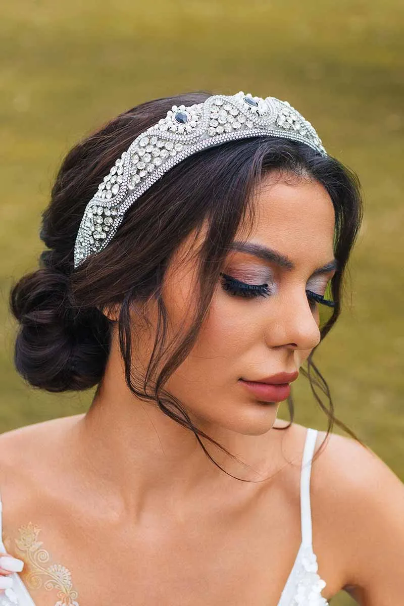 2025 Silver Rhinestones headbands Wide Hair Band Wedding Accessories