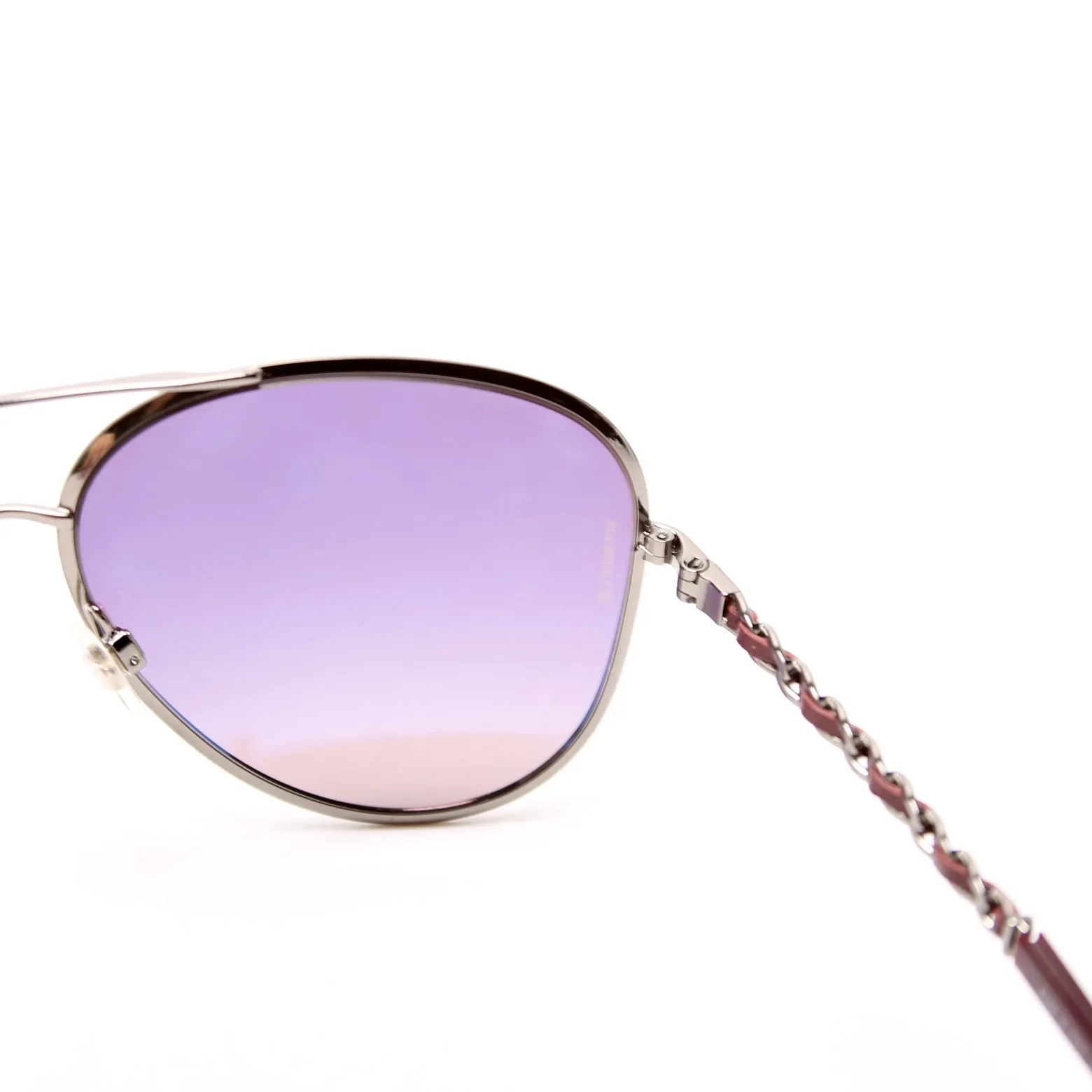 4194-Q Aviator Lambskin Chain Sunglasses Burgundy