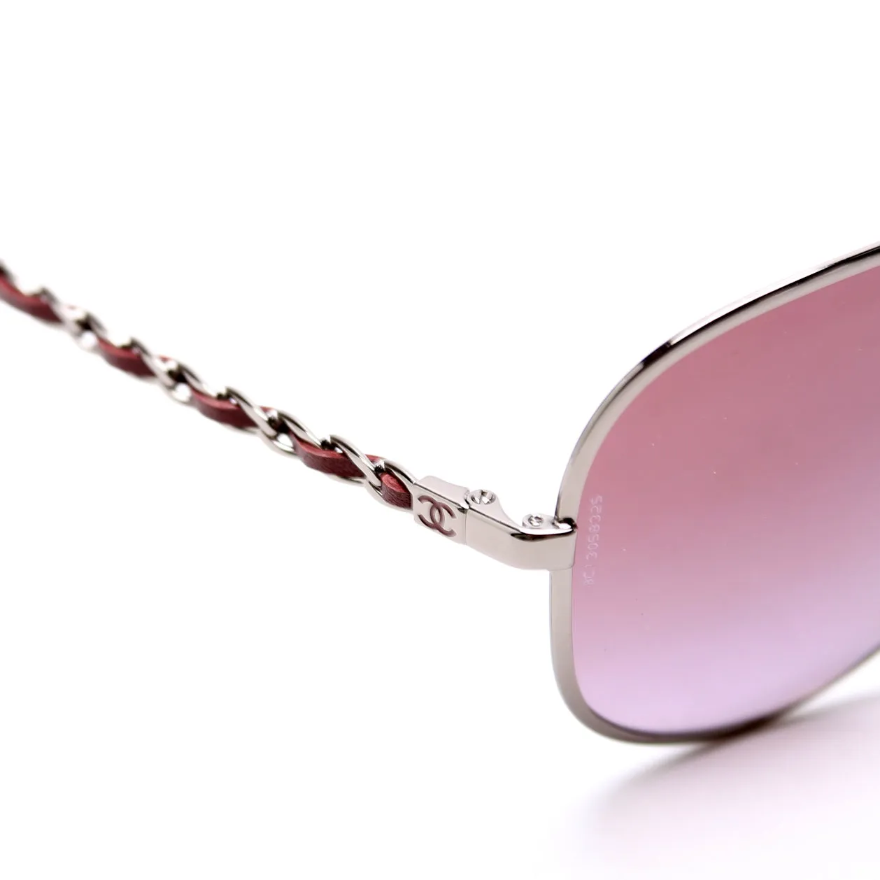 4194-Q Aviator Lambskin Chain Sunglasses Burgundy