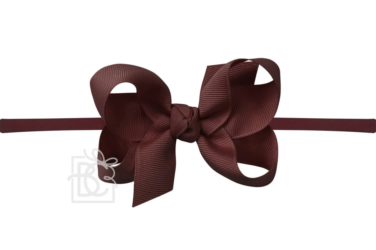 Beyond Creations Girls 1/4" Pantyhose Headband with Attached Bow - Grosgrain - Burgundy