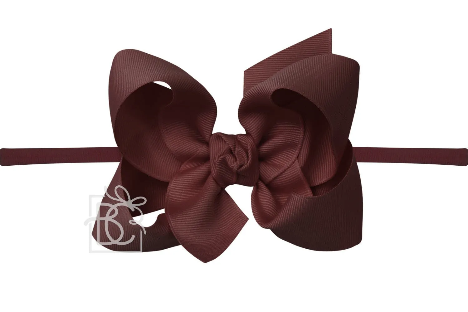Beyond Creations Girls 1/4" Pantyhose Headband with Attached Bow - Grosgrain - Burgundy