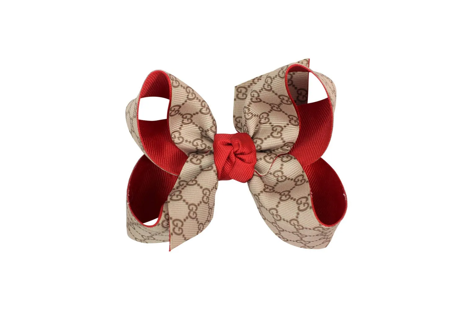 Beyond Creations Girls Layered Double Knot Bow on Clip - GG Gucci Inspired - Red