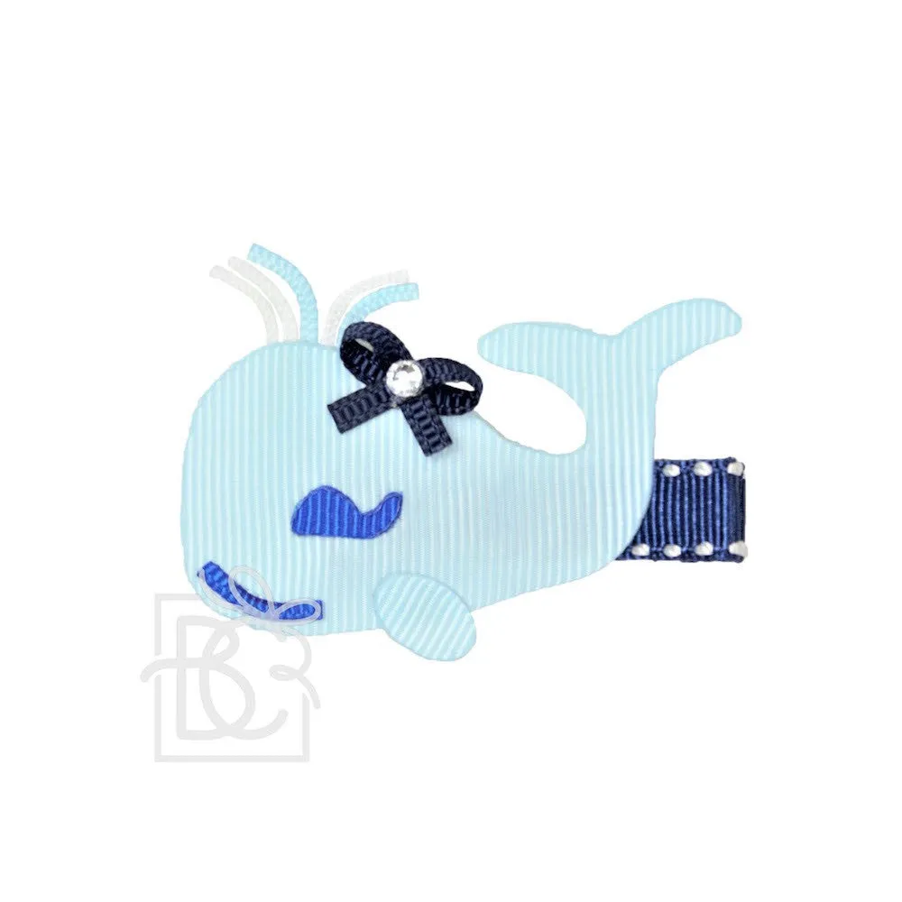 Beyond Creations Girls Pinch Clip Add-On to Bow - Blue Whale