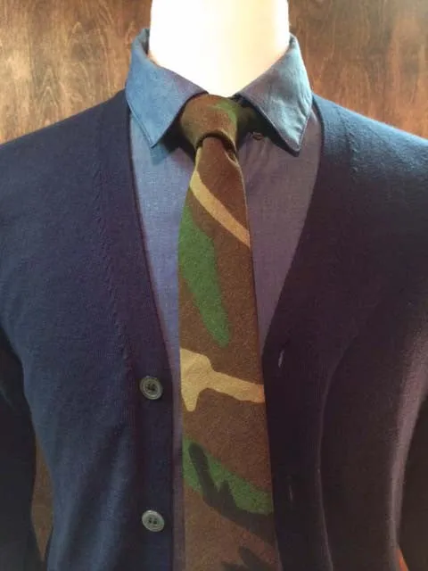 Blade   Blue - Camo Army Green Tie