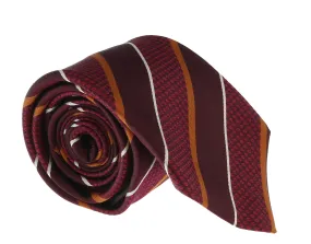 Canali Burgundy Pure Silk Traditional Stripe Tie- Blade Width 3in