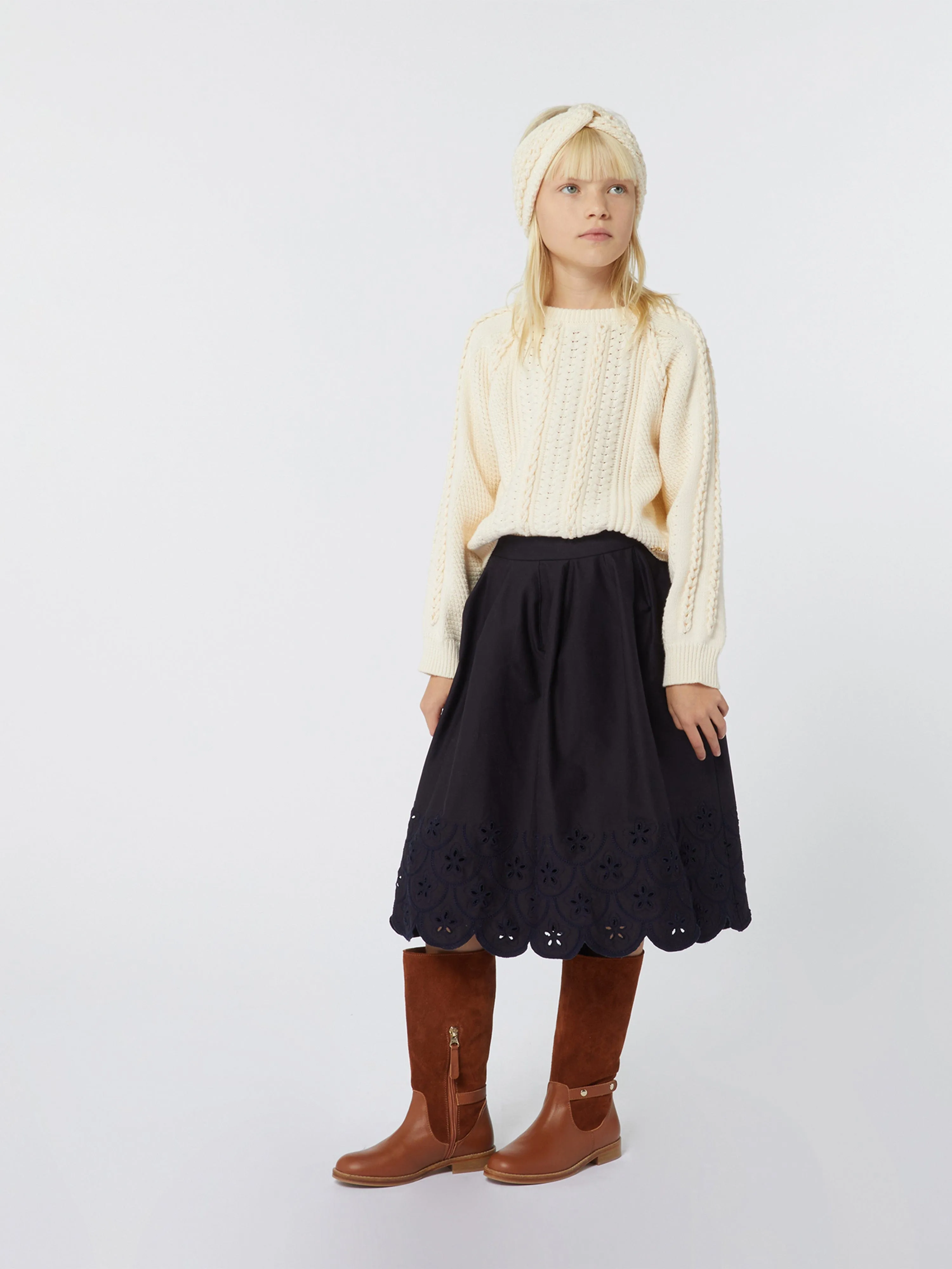Chloé Girls Knitted Headband in Ivory