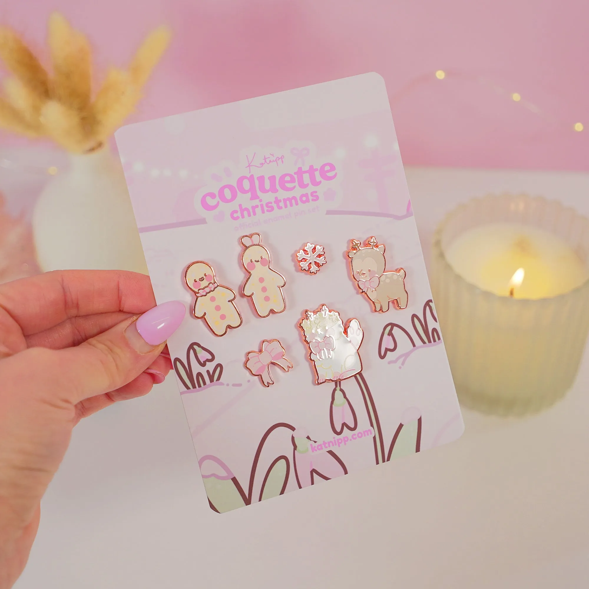Christmas Pink Coquette Enamel Pin Bundle | Complete Kawaii Holiday Collection