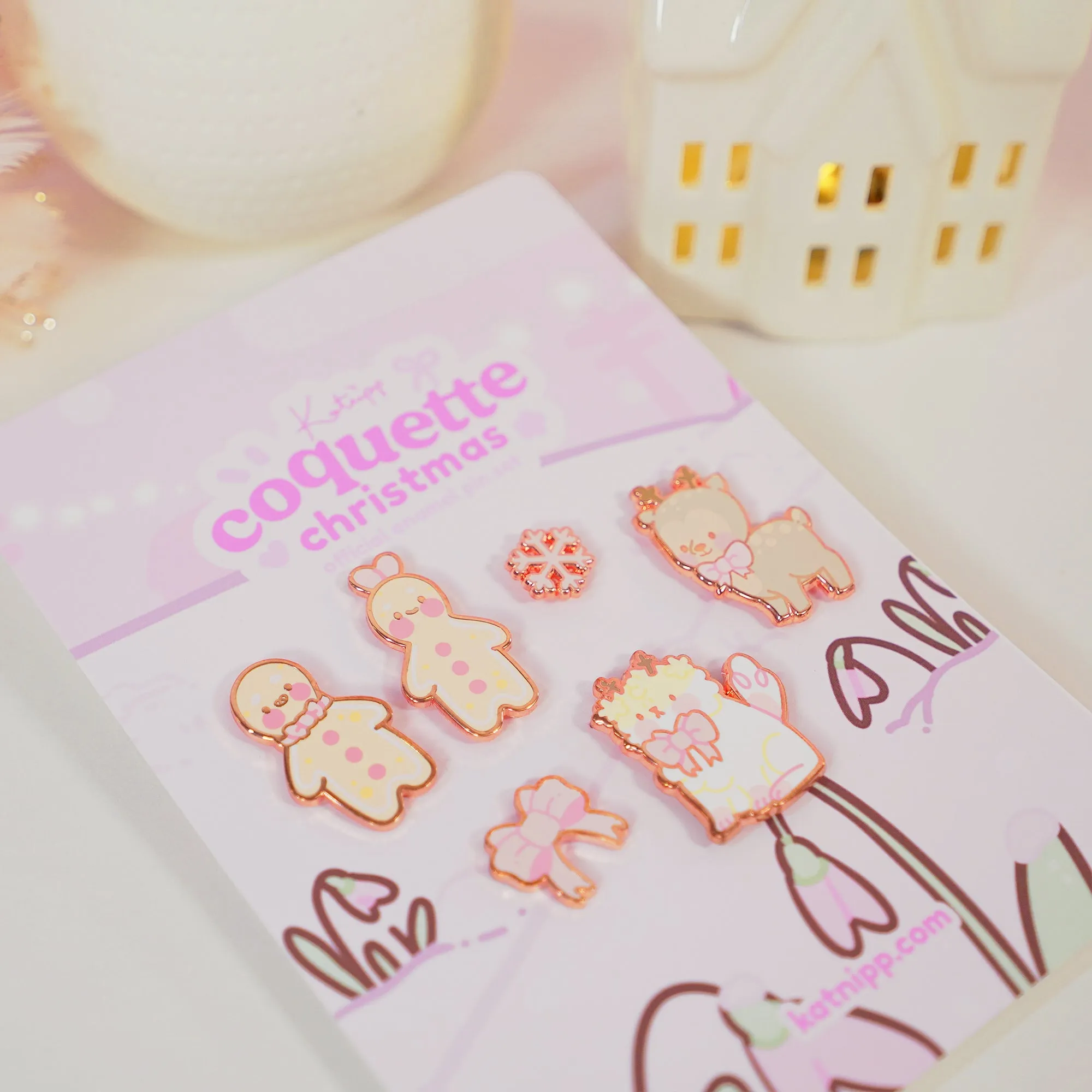 Christmas Pink Coquette Enamel Pin Bundle | Complete Kawaii Holiday Collection