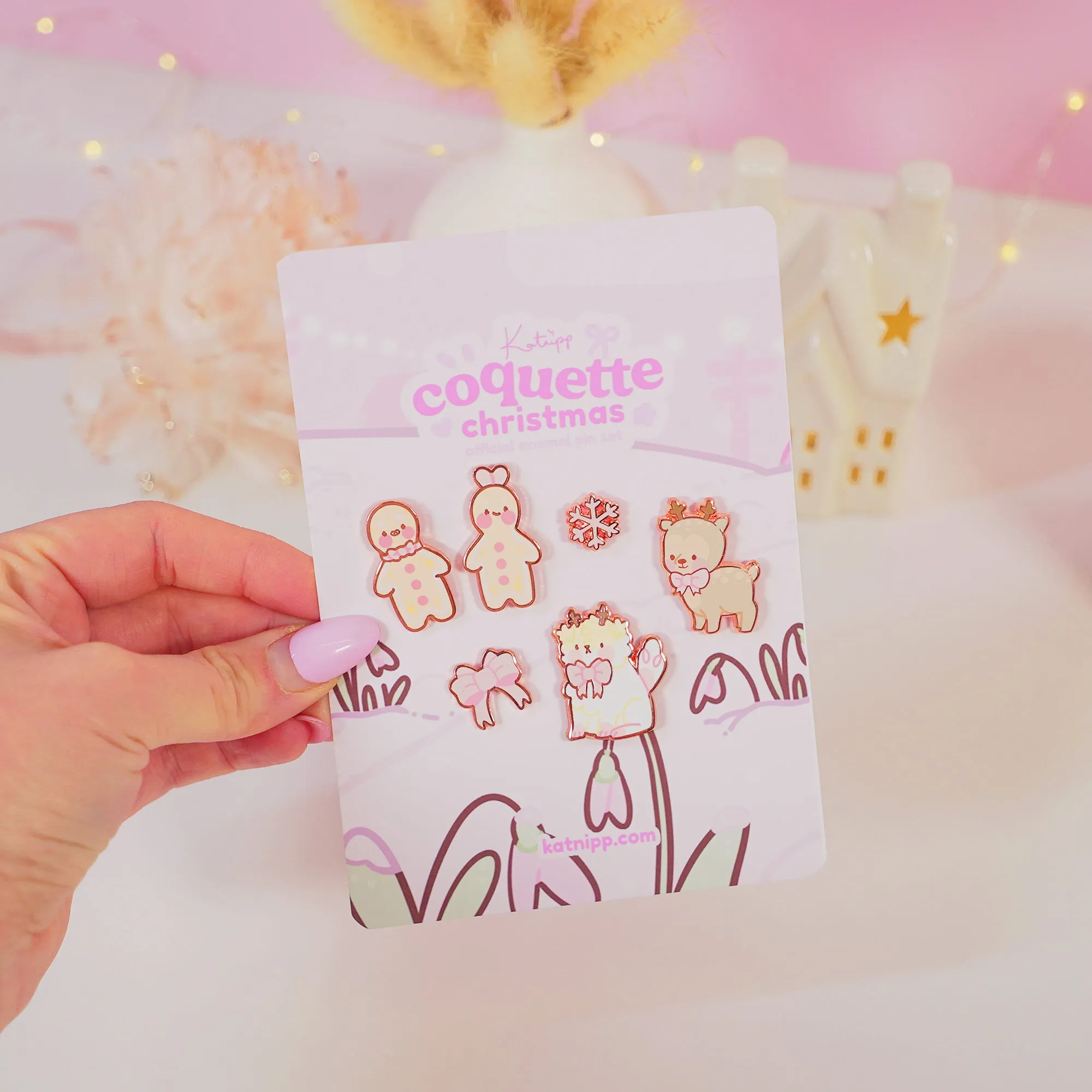 Christmas Pink Coquette Enamel Pin Bundle | Complete Kawaii Holiday Collection