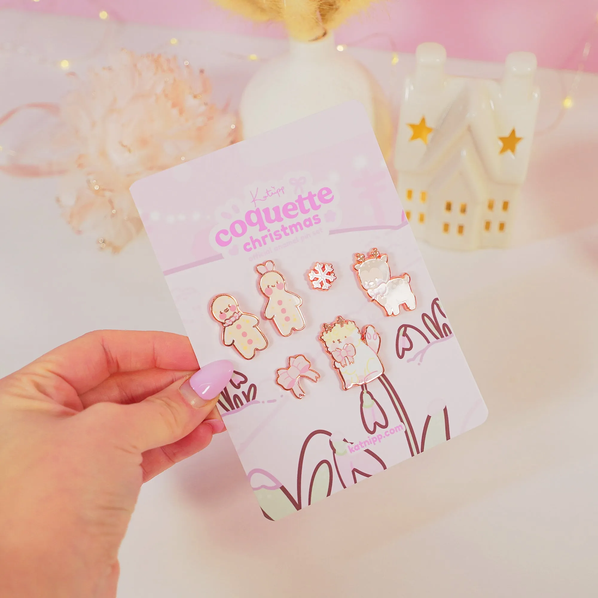 Christmas Pink Coquette Enamel Pin Bundle | Complete Kawaii Holiday Collection