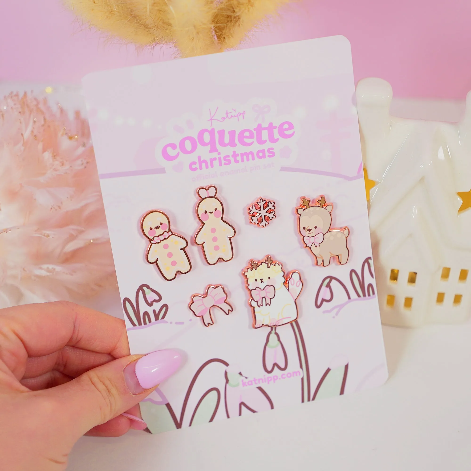 Christmas Pink Coquette Enamel Pin Bundle | Complete Kawaii Holiday Collection