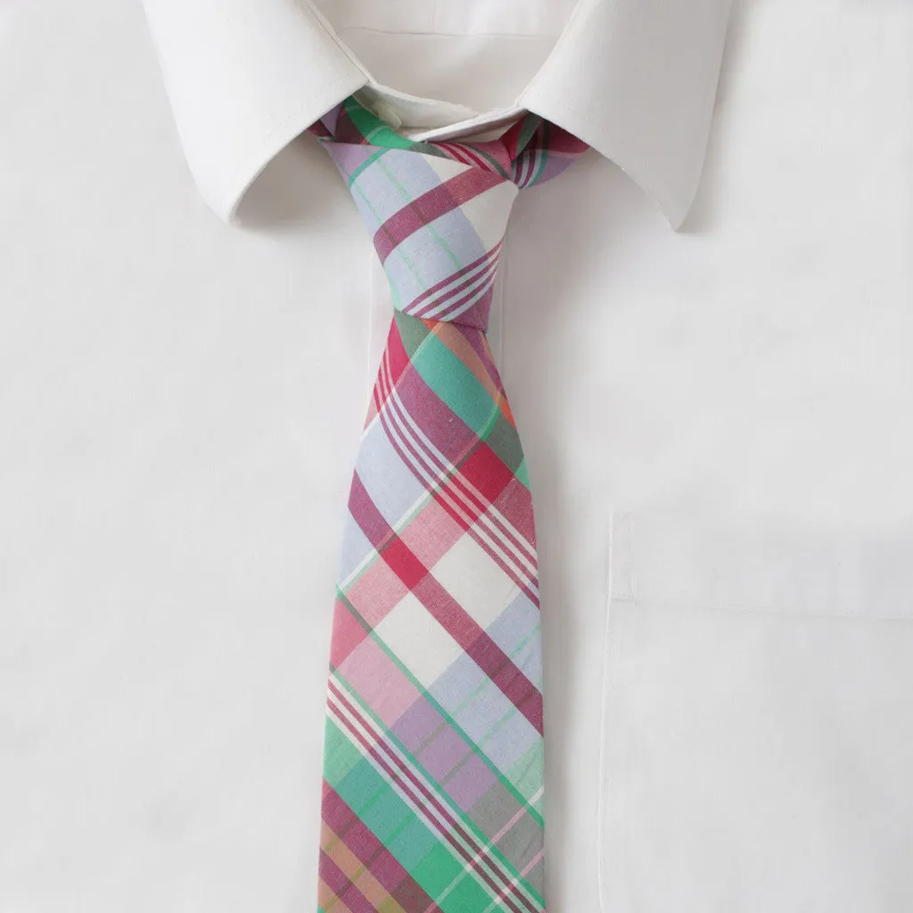 Cotton Red Madras Tie