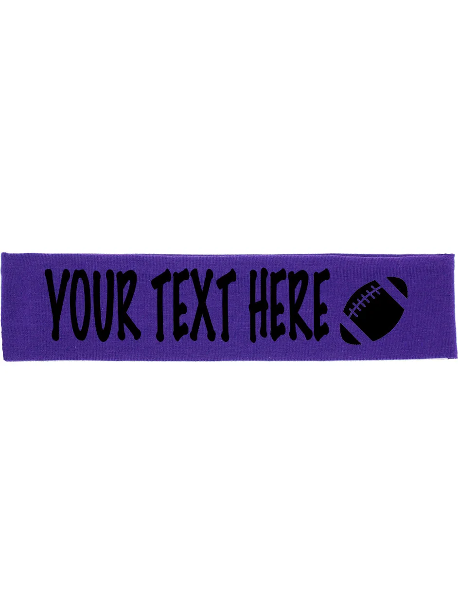 Custom FOOTBALL Cotton Headband - Flat (Non Sparkle) Letters!