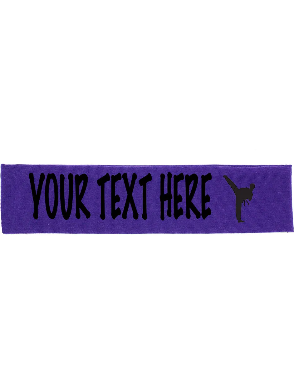 Custom Karate Tae Kwon Do Cotton Headband - Flat (Non Sparkle) Letters!