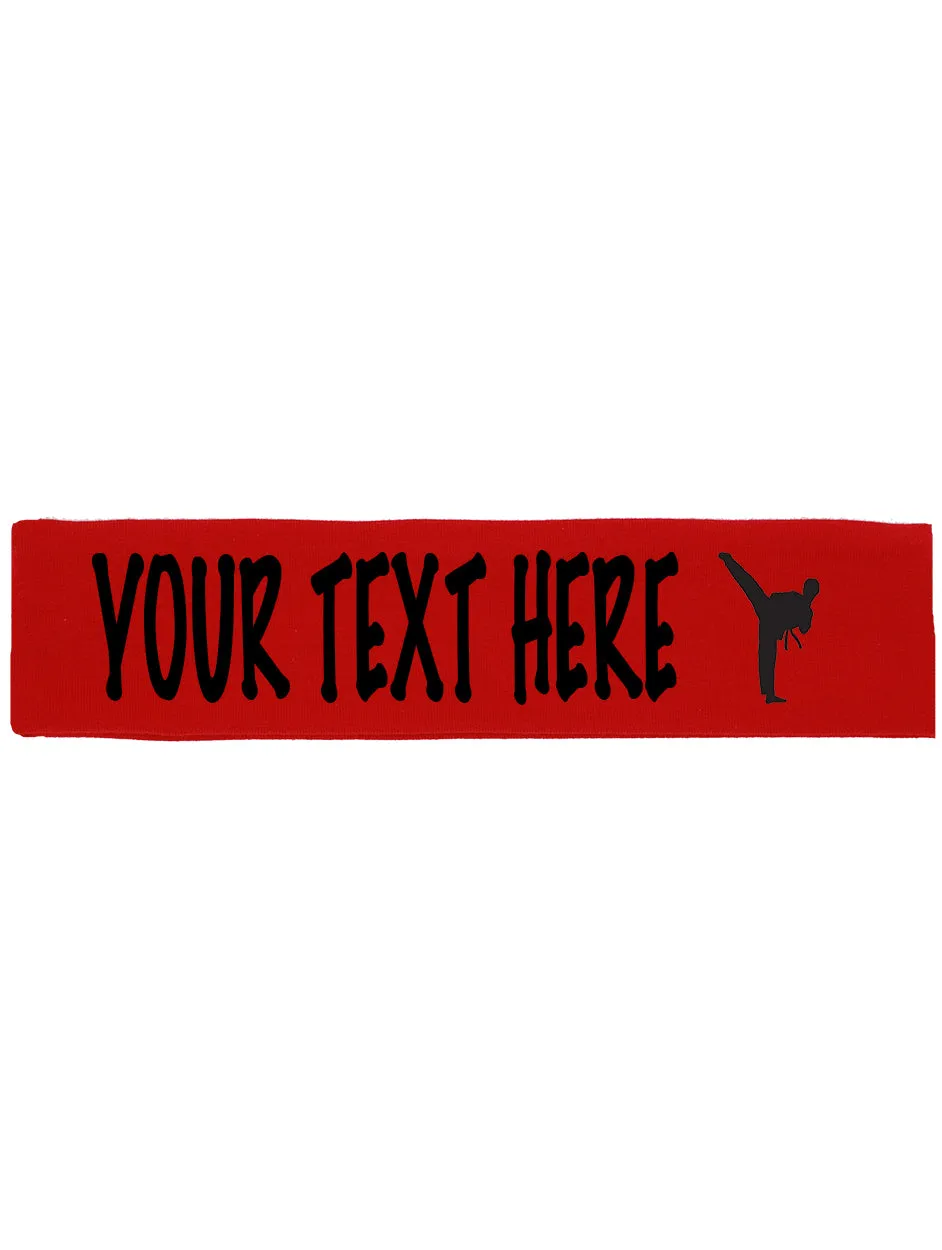 Custom Karate Tae Kwon Do Cotton Headband - Flat (Non Sparkle) Letters!