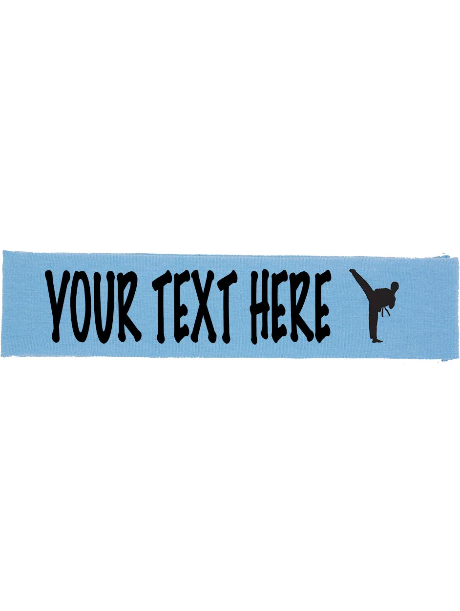 Custom Karate Tae Kwon Do Cotton Headband - Flat (Non Sparkle) Letters!