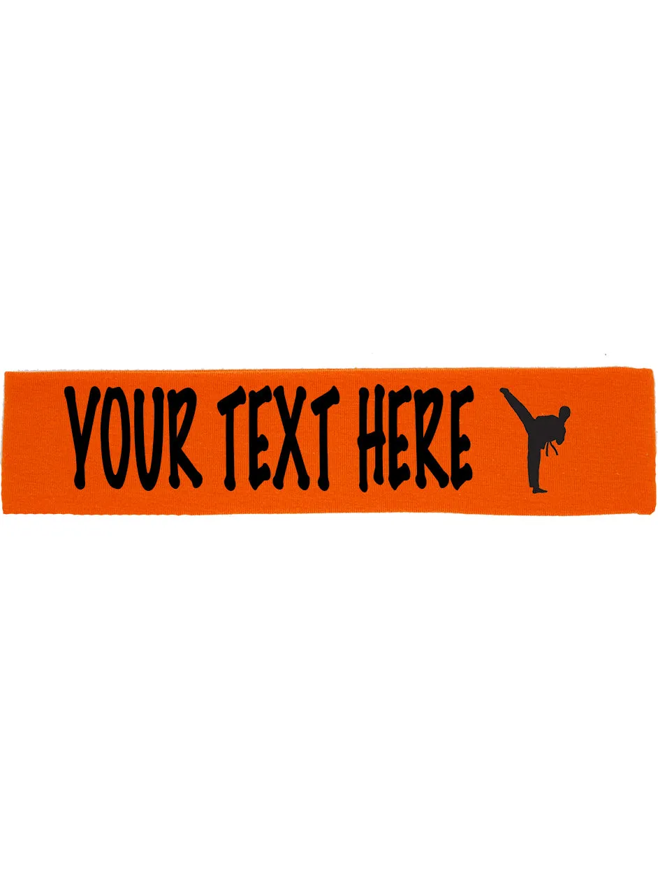 Custom Karate Tae Kwon Do Cotton Headband - Flat (Non Sparkle) Letters!