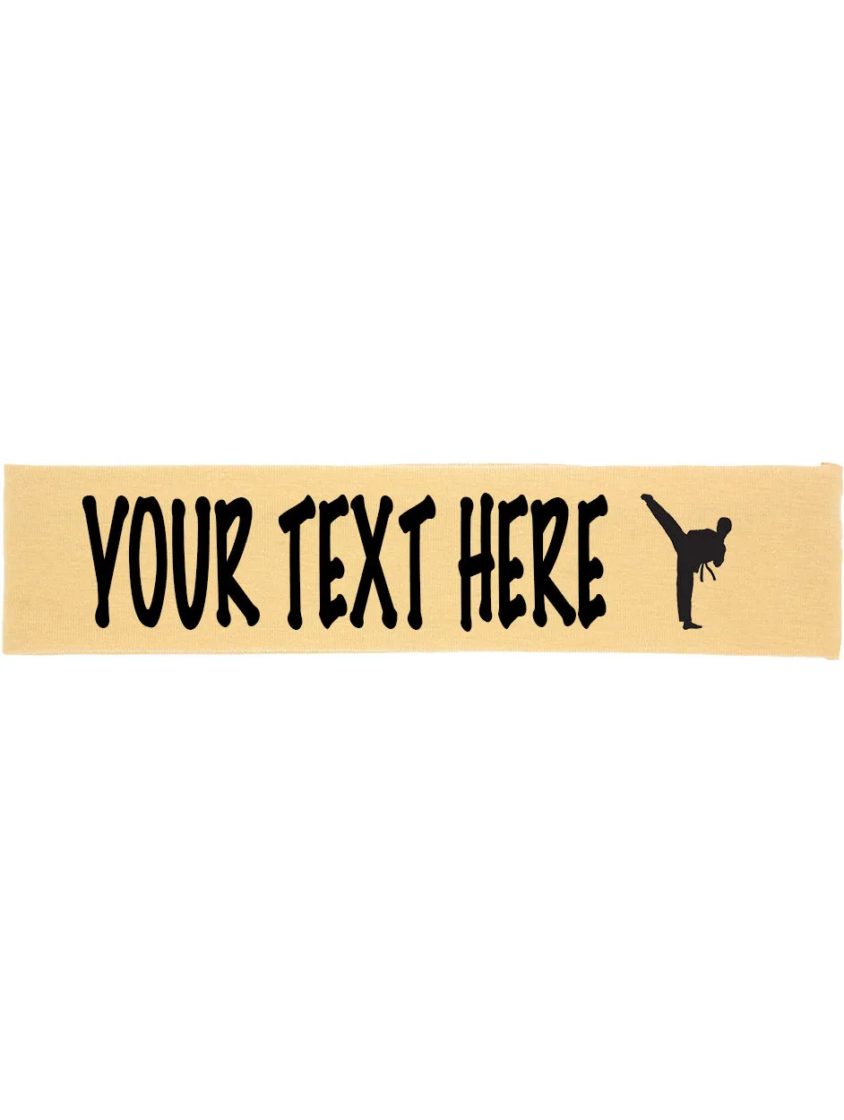 Custom Karate Tae Kwon Do Cotton Headband - Flat (Non Sparkle) Letters!