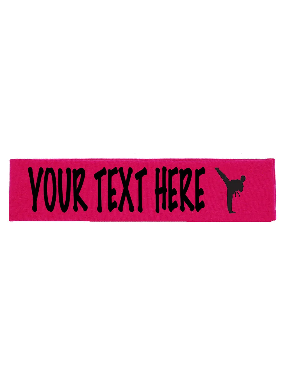 Custom Karate Tae Kwon Do Cotton Headband - Flat (Non Sparkle) Letters!