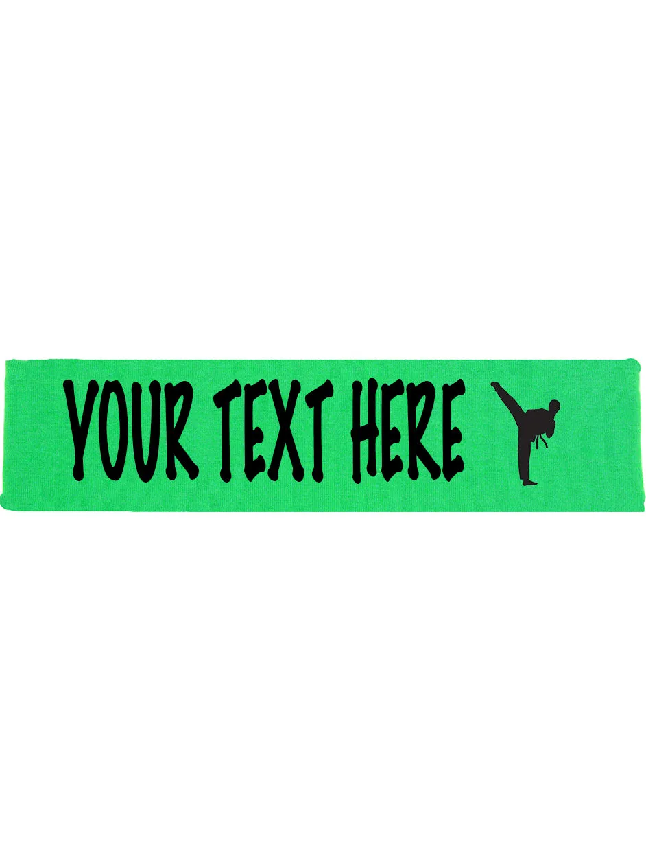 Custom Karate Tae Kwon Do Cotton Headband - Flat (Non Sparkle) Letters!