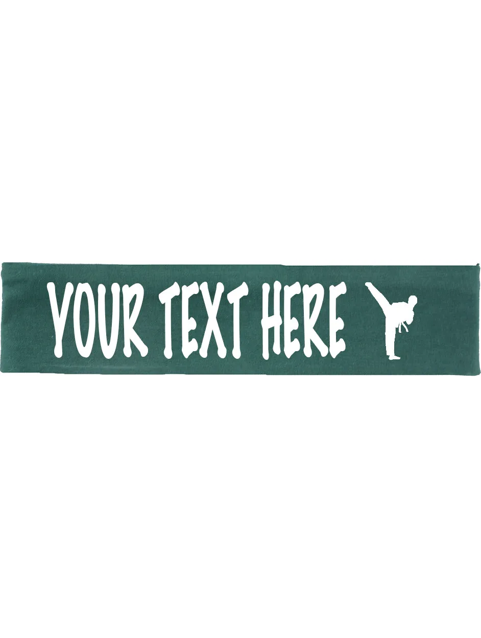 Custom Karate Tae Kwon Do Cotton Headband - Flat (Non Sparkle) Letters!