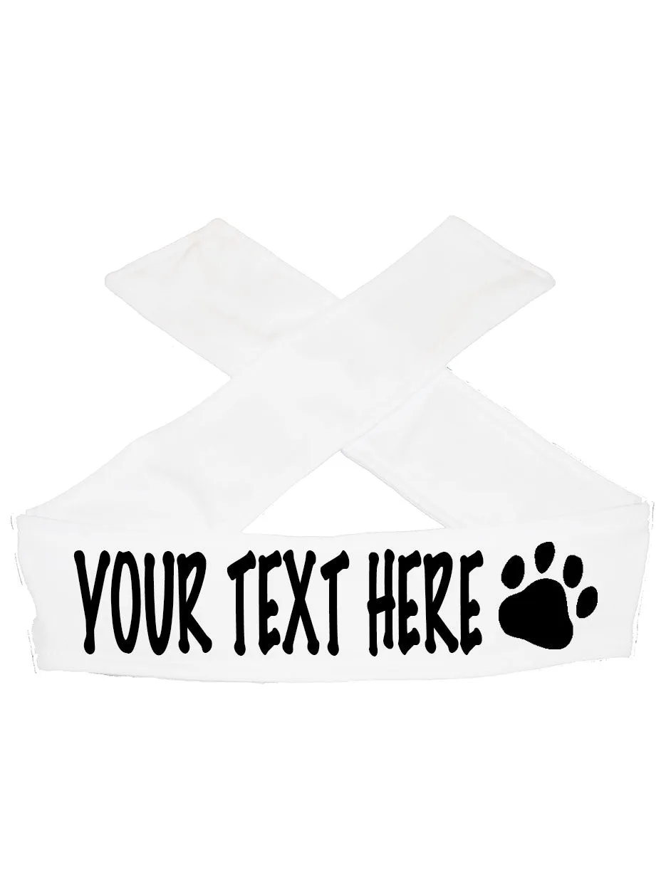 Custom Personalized PAW PRINT TIE Headband - Flat (Non Sparkle) Letters!