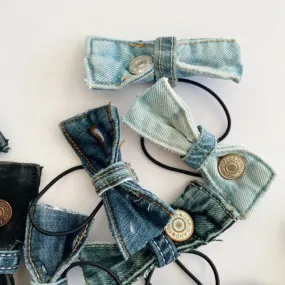 Denim Bow Hair Ties