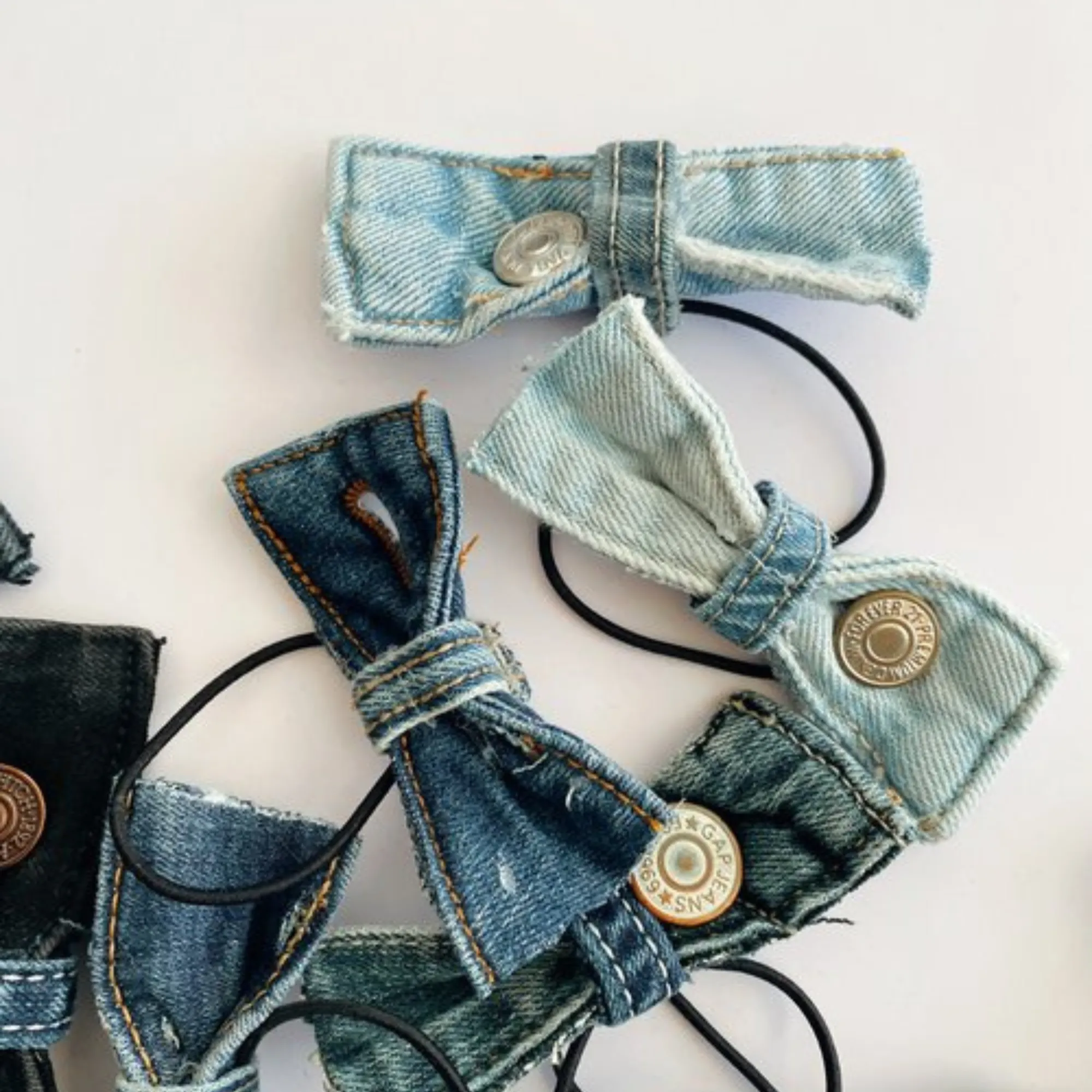 Denim Bow Hair Ties
