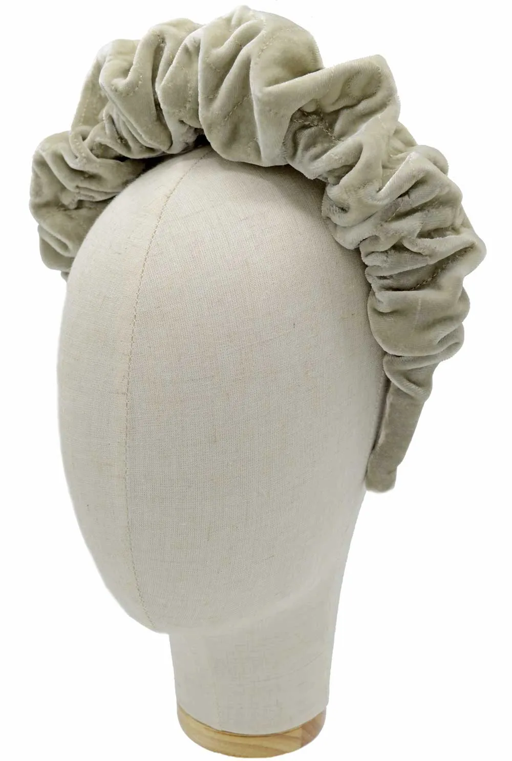 Embroidered silk velvet - handmade gathered crown