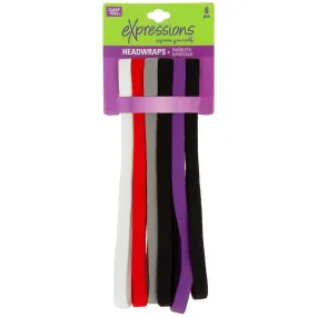 Expressions 6-Pack Clasp-Free Headbands In Basic Colors - EX748/6S