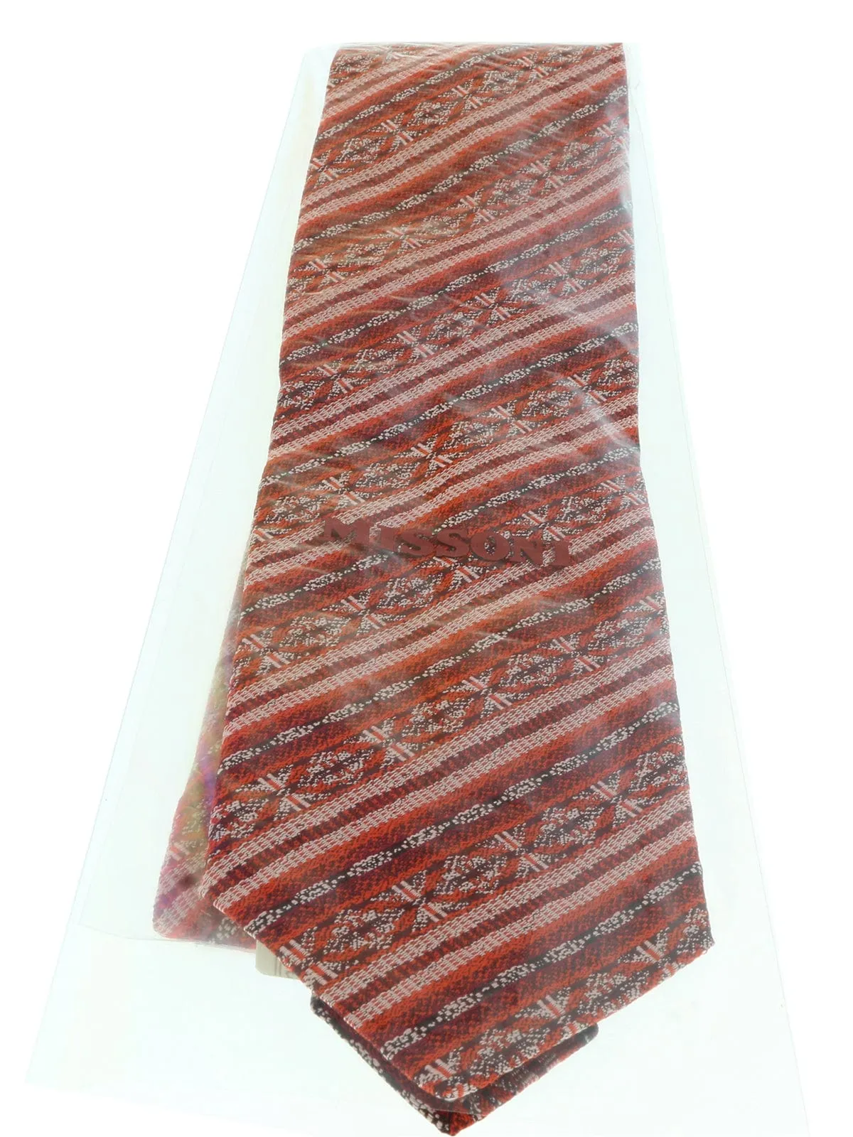 Missoni U3681 Red/Silver Awning Pure Silk Tie