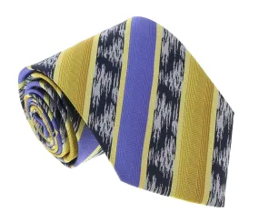 Missoni U3821 Gold/Purple/Navy Blue Regimental Pure Silk Ties