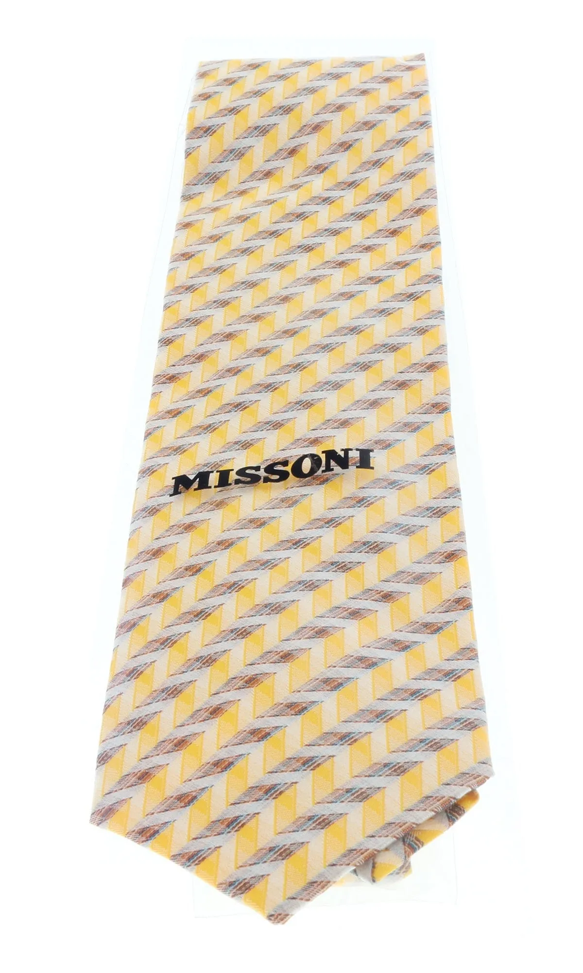 Missoni U4706 Gold/Orange Chevron Pure Silk Tie