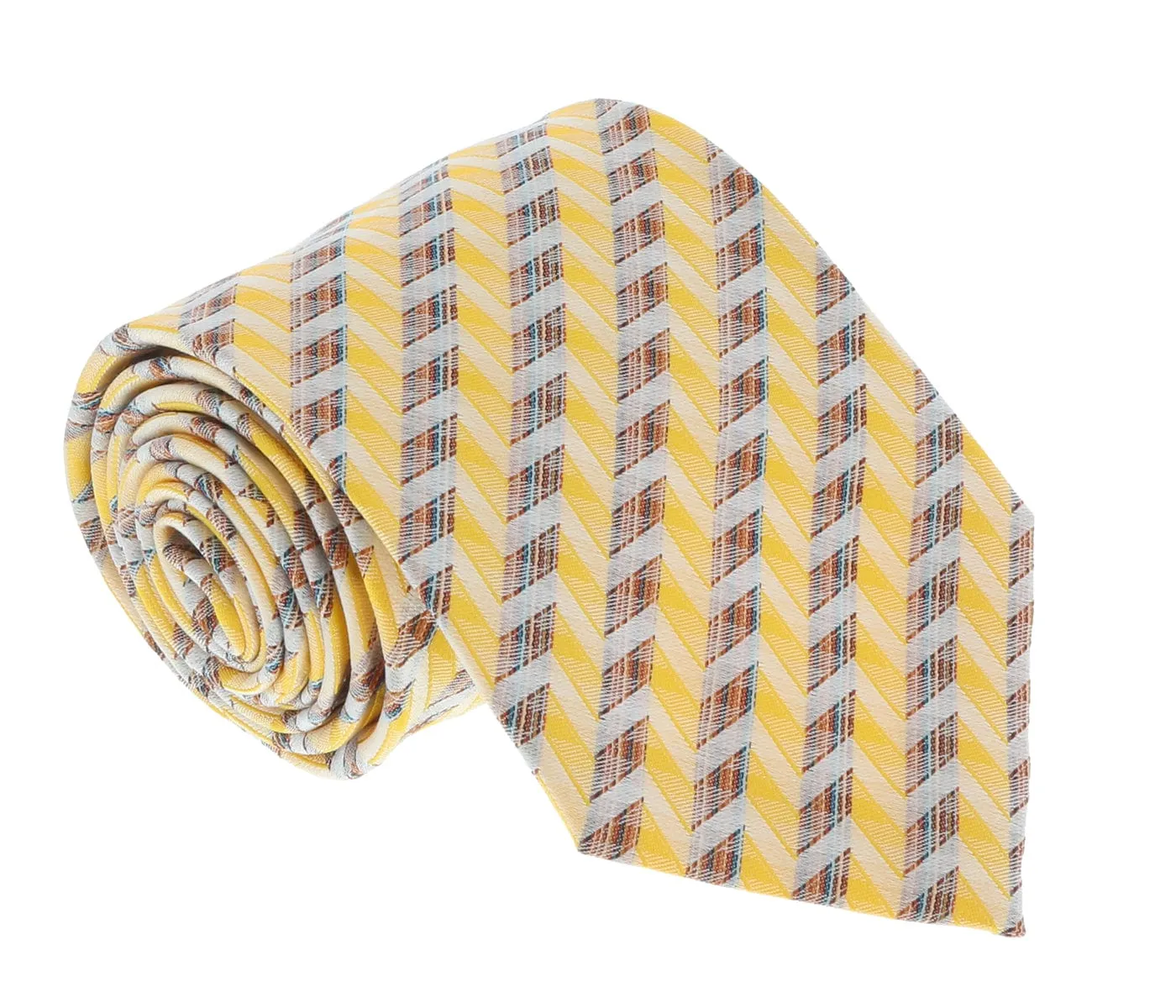Missoni U4706 Gold/Orange Chevron Pure Silk Tie