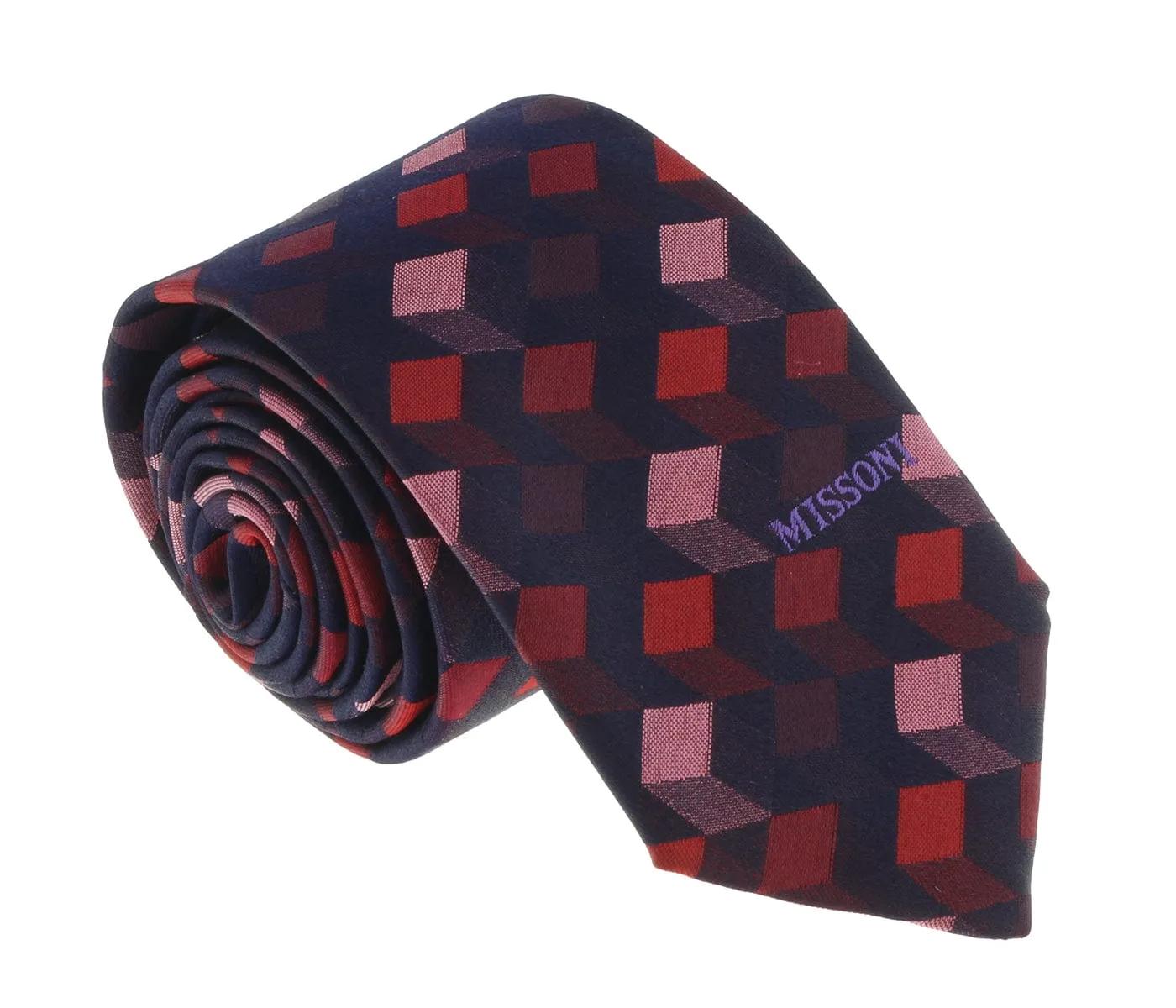 Missoni U5562 Red/Maroon Graphic Pure Silk Tie