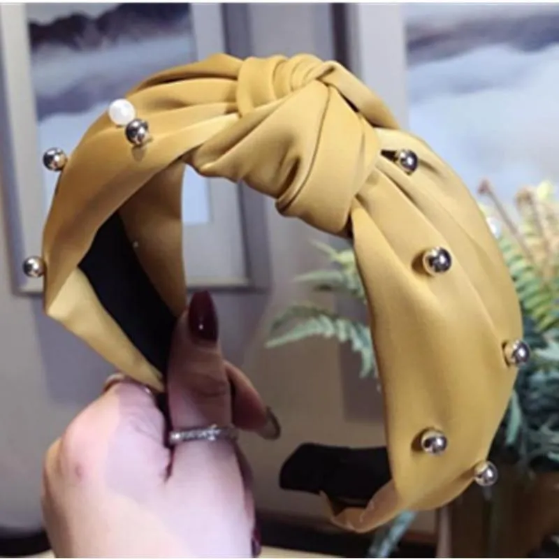 Pearls Solid Bow Knotted Hairband