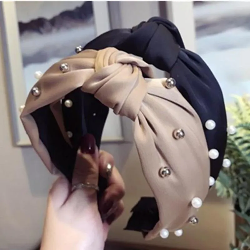 Pearls Solid Bow Knotted Hairband