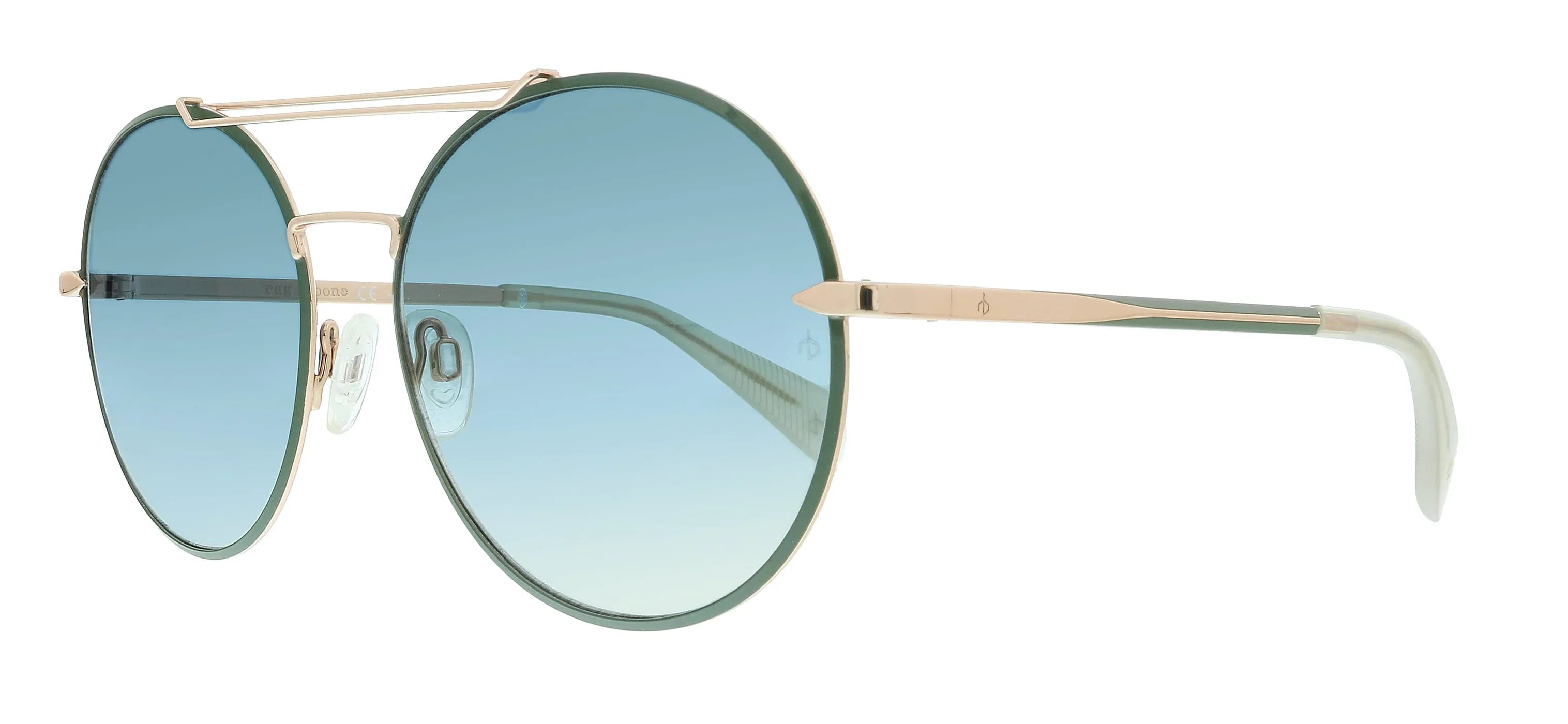 Rag And Bone RNB1011/S EZ 0PEF Gold Green Round Sunglasses