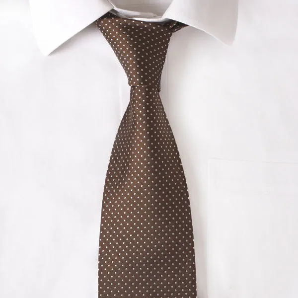 Silk Chocolate Pindot Tie