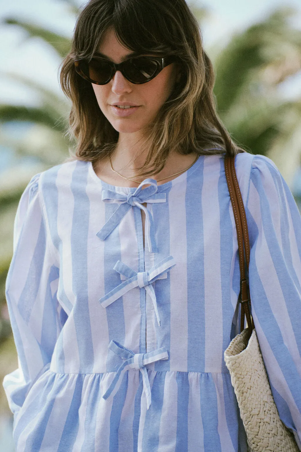 The tie top blue/ white stripe